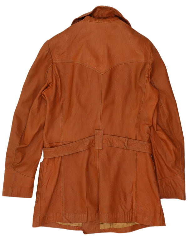 Vintage ženski kožni kaput s dvostrukim kopčanjem UK 14 srednje smeđe boje