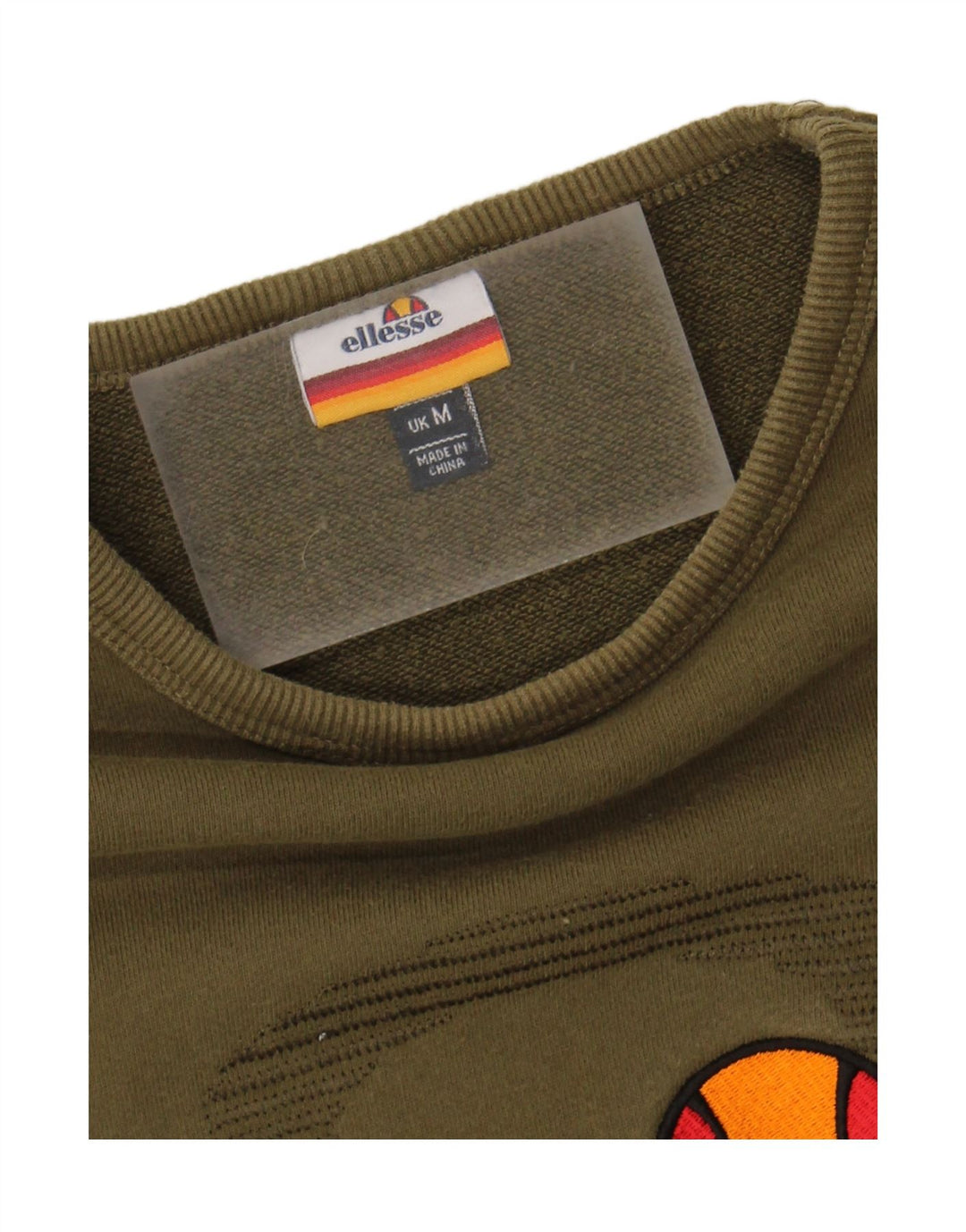ELLESSE Womens Graphic Sweatshirt Jumper UK 12 Medium Khaki Cotton