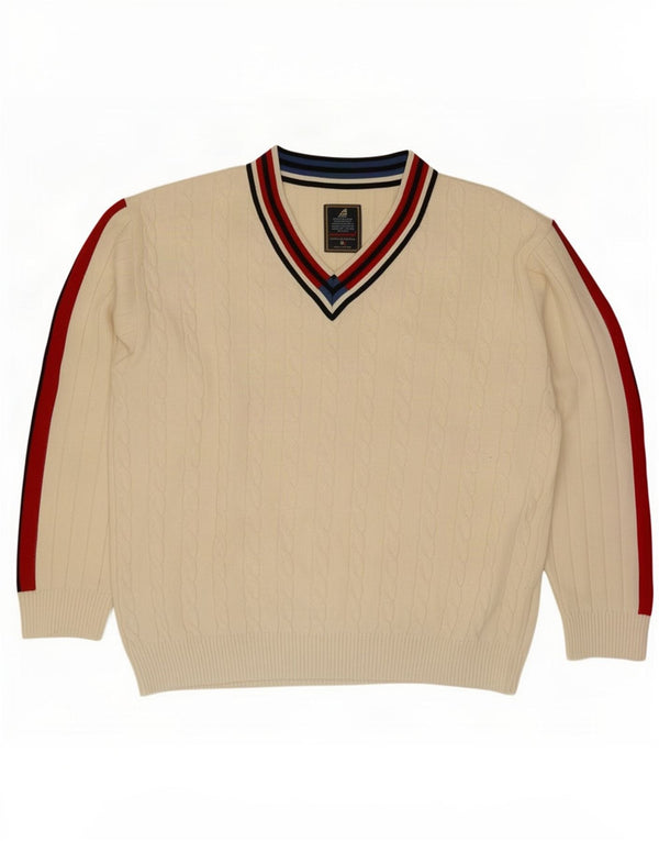Green Coast ženski džemper s V-izrezom IT 48 XL Off White Colourblock
