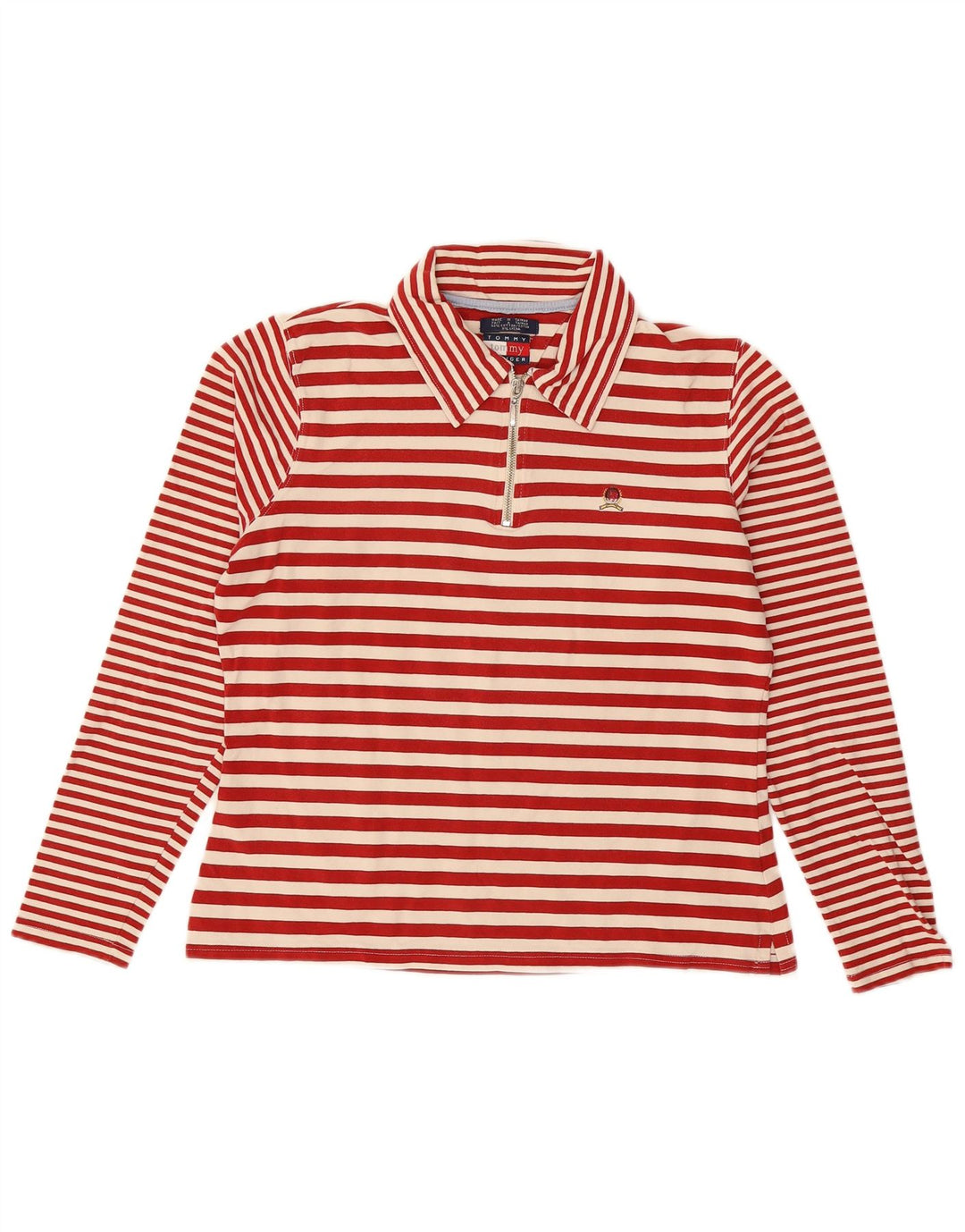 TOMMY HILFIGER Ženska polo majica dugih rukava UK 18 XL Pamuk na crvene pruge