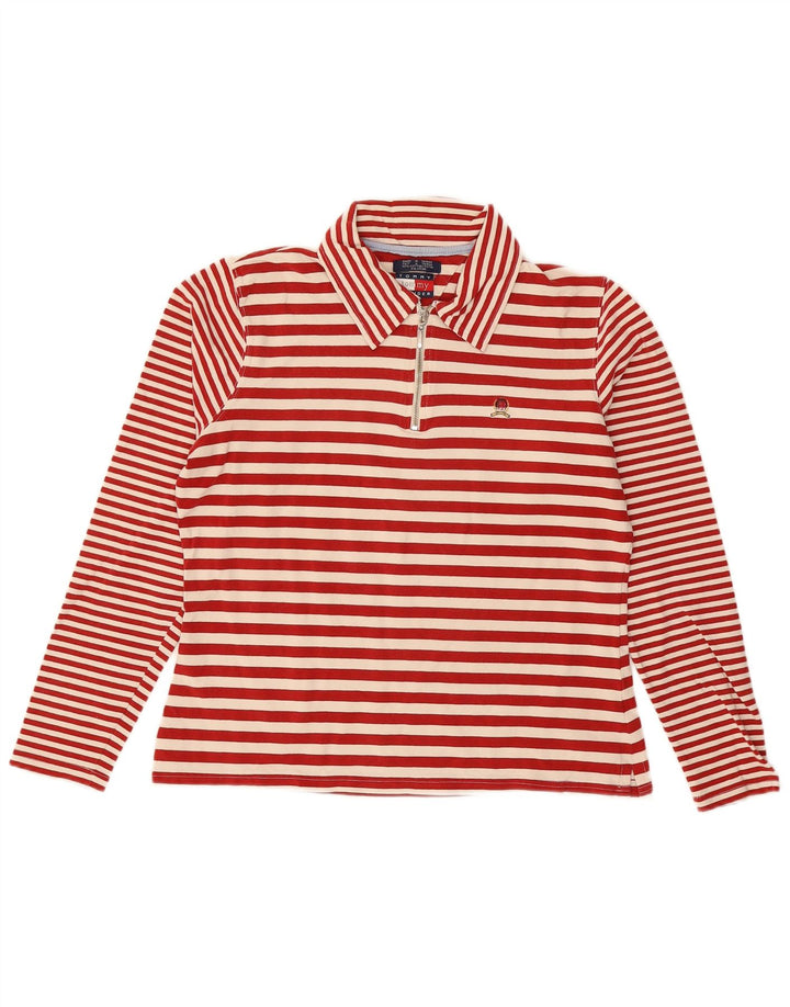 TOMMY HILFIGER Ženska polo majica dugih rukava UK 18 XL Pamuk na crvene pruge