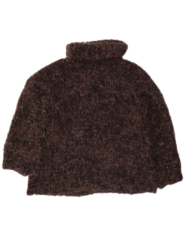 VINTAGE ženski pulover s dugim izrezom UK 22 3XL Smeđi s pjegama