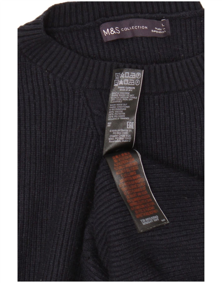 Marks & Spencer muški džemper s okruglim izrezom, veliki tamnoplavi viskozni pulover