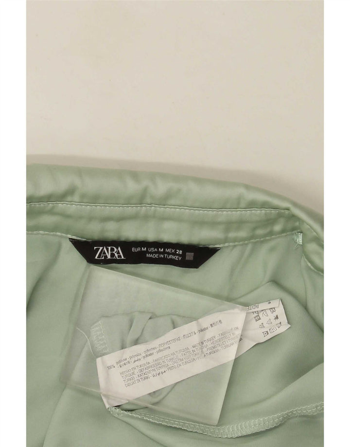 Zara ženska prevelika košulja bluza UK 14 Srednje zeleni poliester