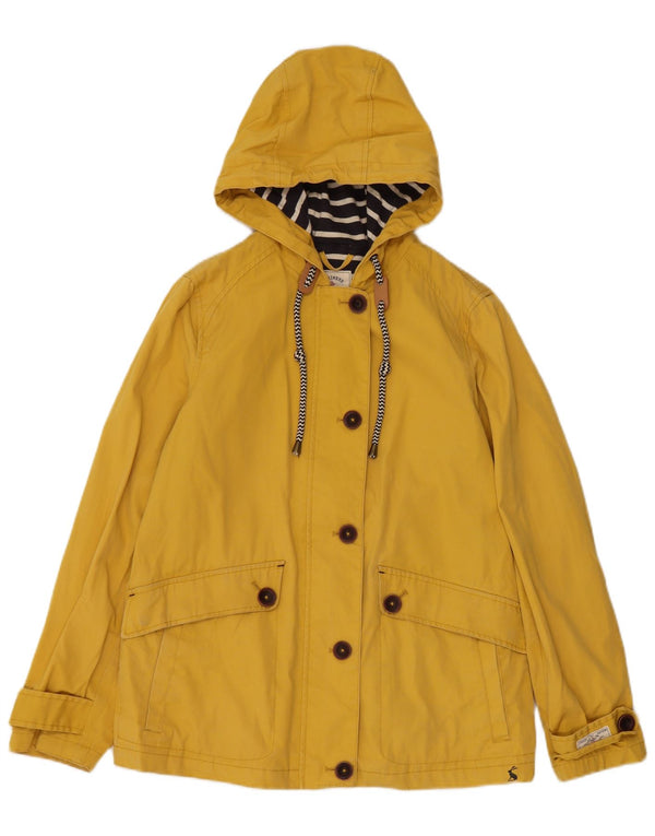 JOULES Womens Hooded Rain Jacket UK 8 Small Yellow Cotton