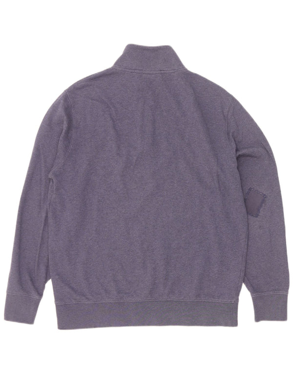 Gant Mens Zip Neck Sweatshirt Jumper Medium Navy Blue Cotton