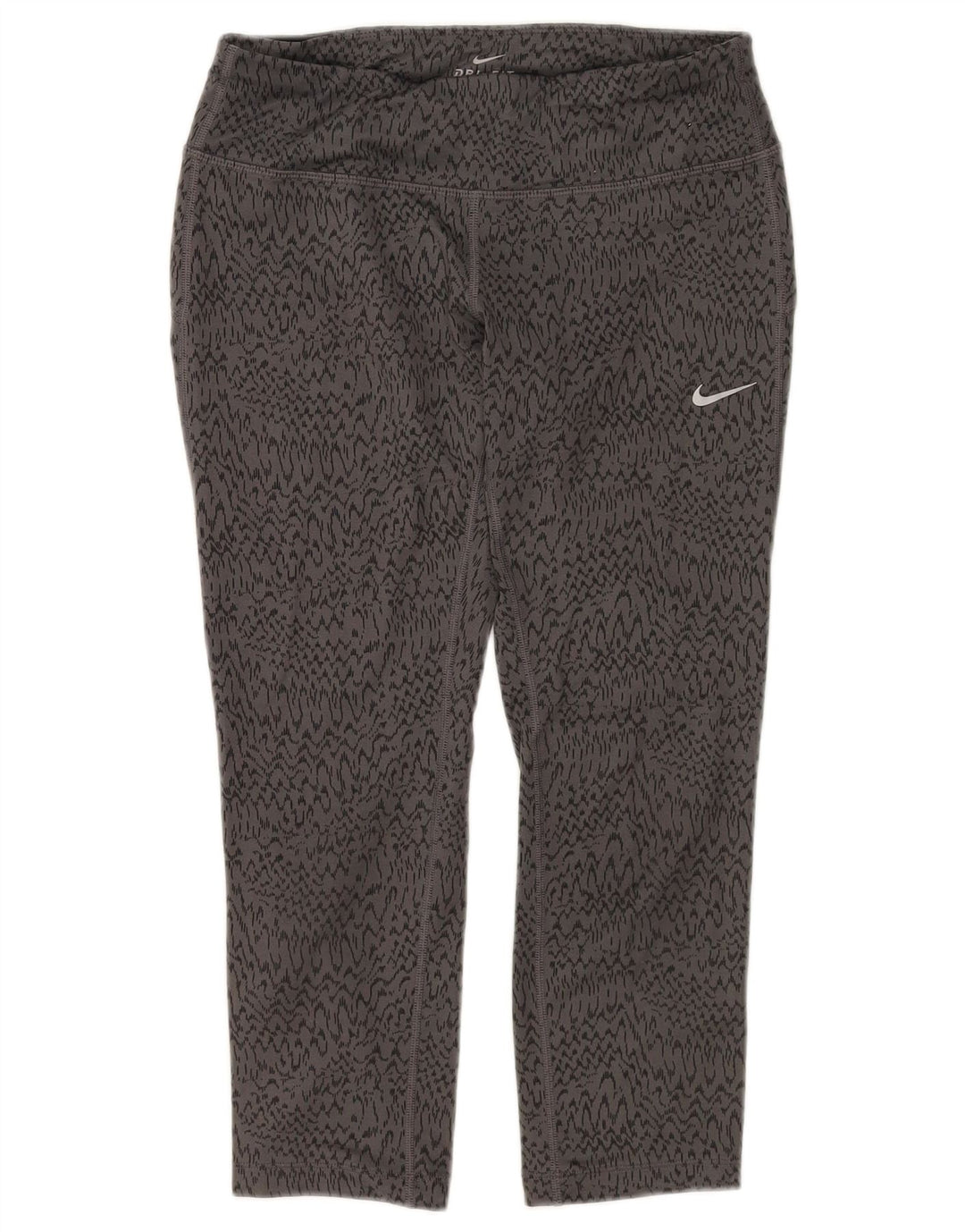 NIKE Ženske Dri Fit Capri tajice UK 8 Mali sivi poliester s uzorkom životinja