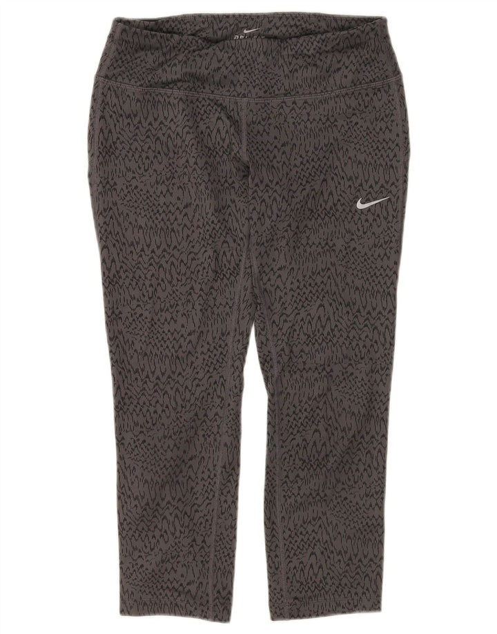 NIKE Ženske Dri Fit Capri tajice UK 8 Mali sivi poliester s uzorkom životinja