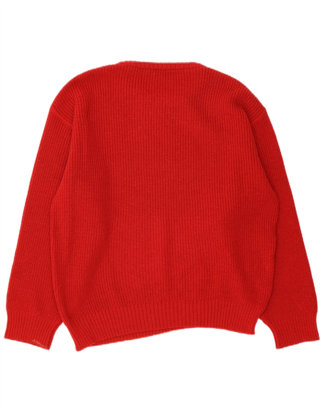 VINTAGE Mens Crew Neck Jumper Sweater Large Red Polyacrylic