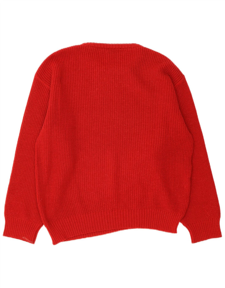 VINTAGE Mens Crew Neck Jumper Sweater Large Red Polyacrylic