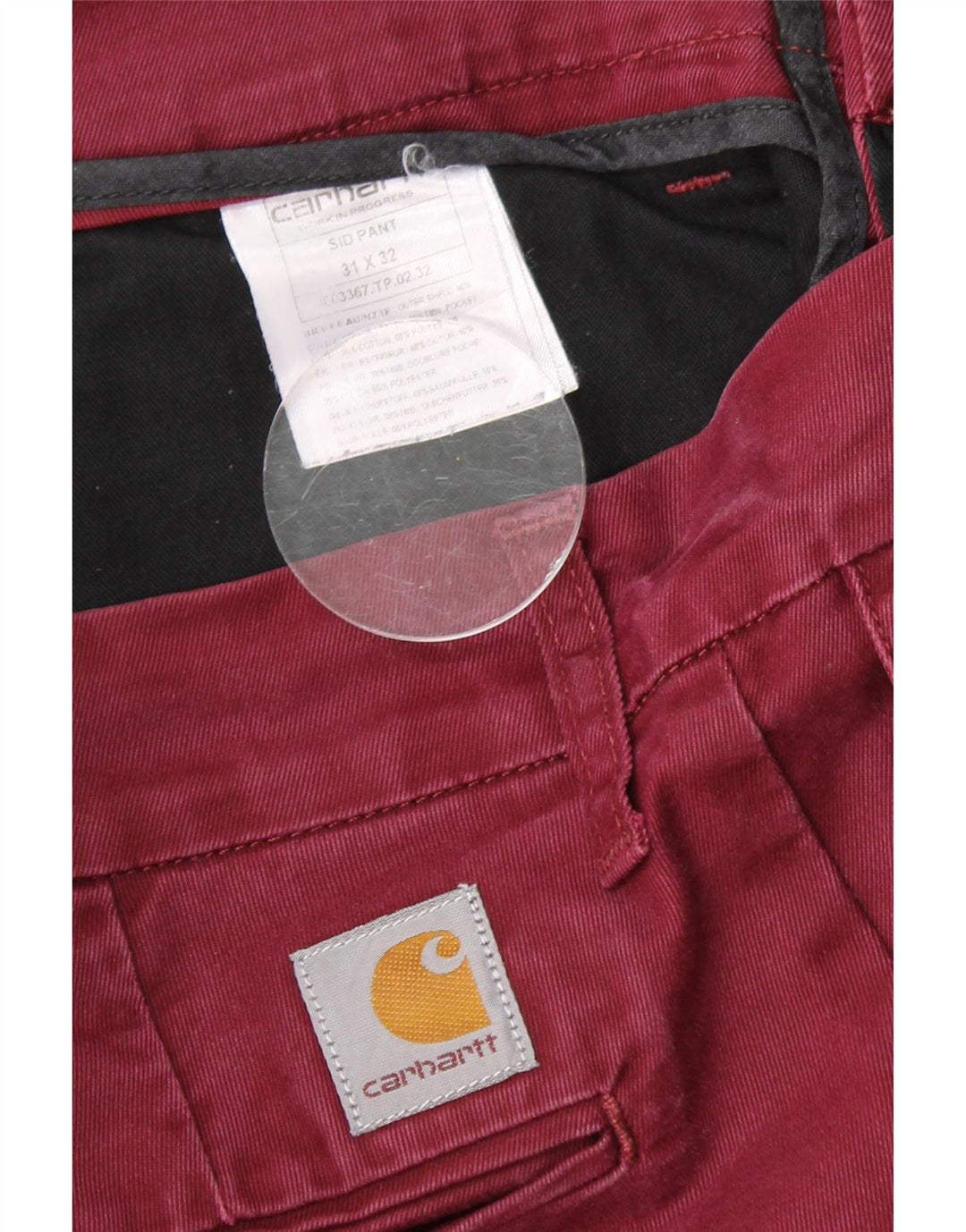 CARHARTT Ženske uske chino hlače W31 L30 Bordo pamuk