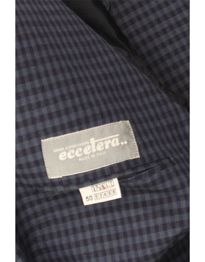 Vintage muška jakna s 2 gumba IT 50 Large Navy Blue Gingham