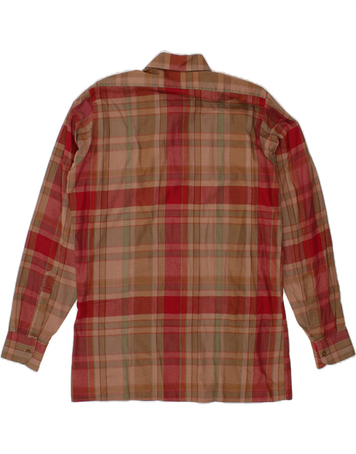 VINTAGE Mens Shirt Size 39 15 1/2 Medium Brown Check Cotton Vintage Vintage and Second-Hand Vintage from Messina Hembry 