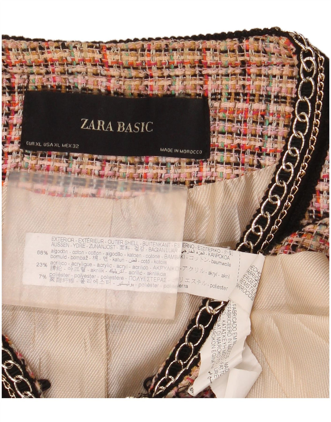 Zara ženski sako jakna UK 18 XL, ružičasti karirani pamuk