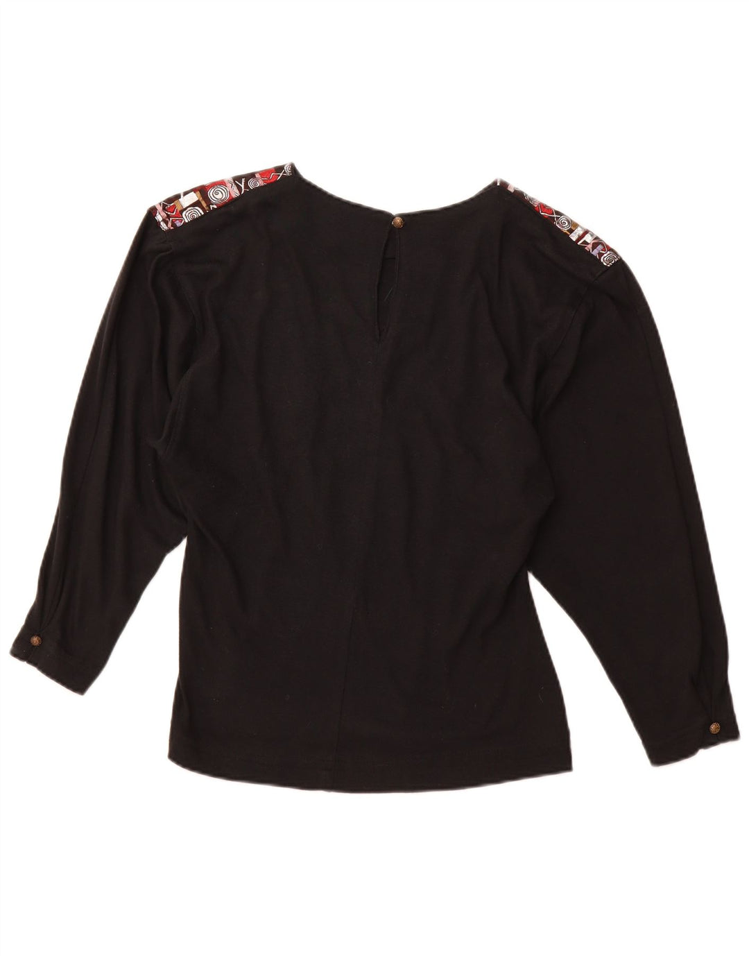 VINTAGE Ženska grafička majica dugih rukava UK 12 Srednje crni akril