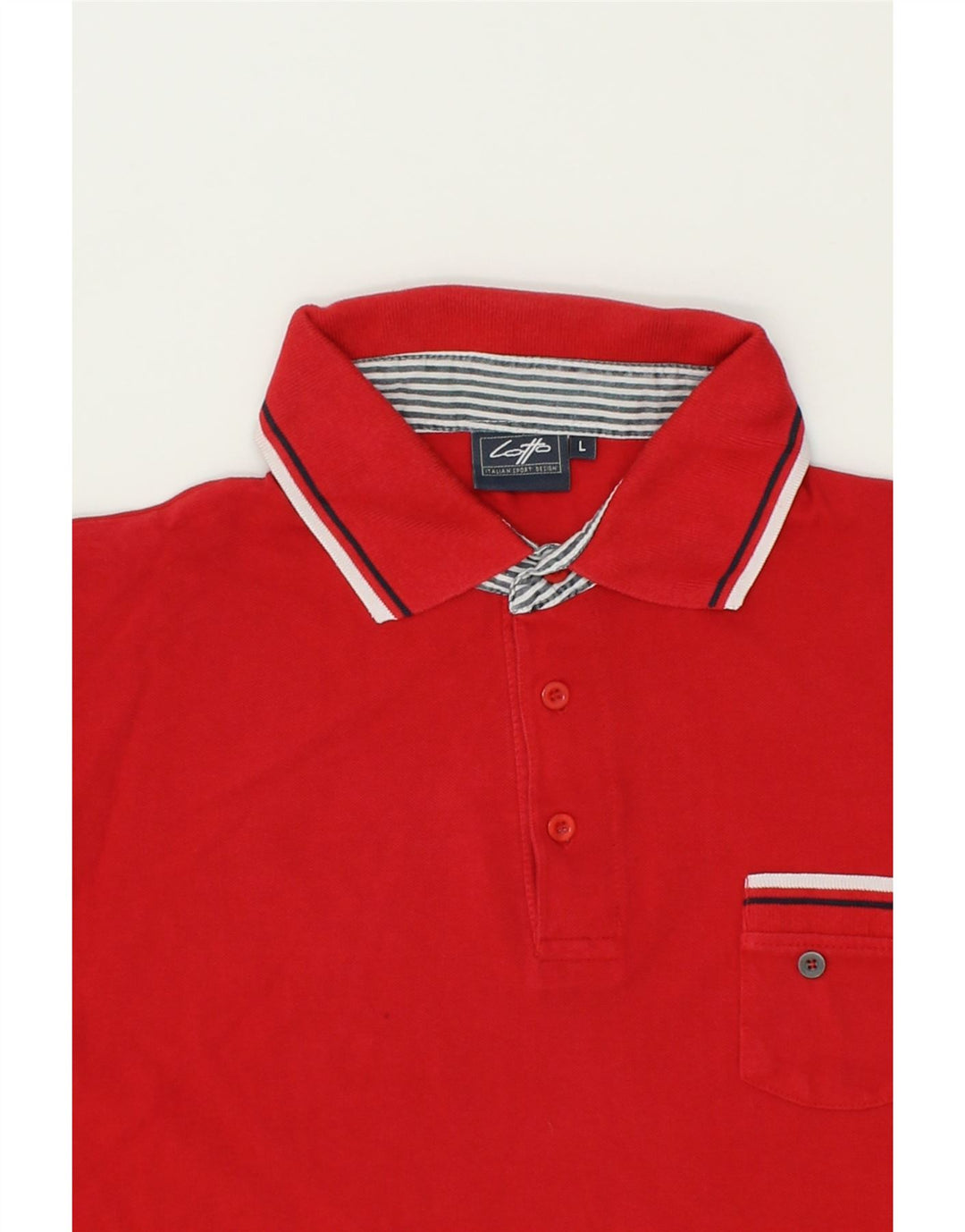 LOTTO Mens Slim Polo Shirt Large Red Cotton Vintage Lotto and Second-Hand Lotto from Messina Hembry 