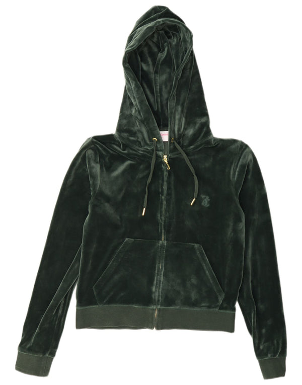 Juicy Couture ženski pulover s kapuljačom od velura s patentnim zatvaračem UK 14 Srednje zelena