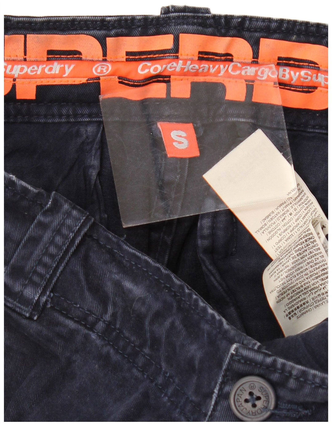 SUPERDRY Muške male kratke kargo hlače W29 tamnoplavi pamuk