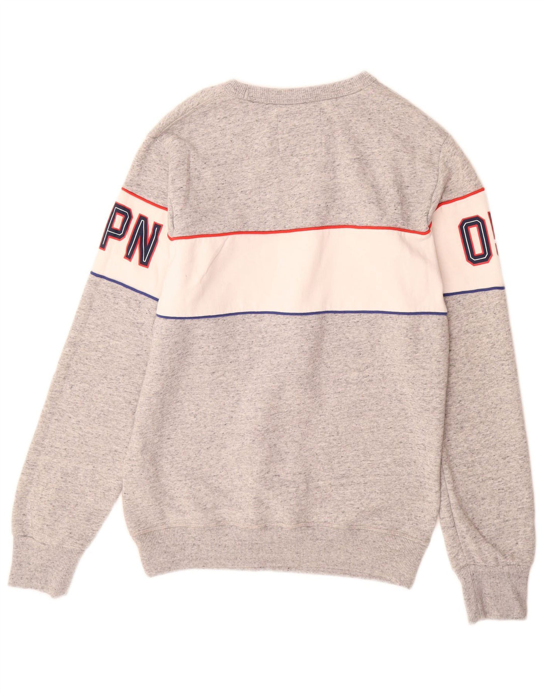 SUPERDRY muški džemper s grafičkim motivima, veliki sivi pamuk u blokovima boja