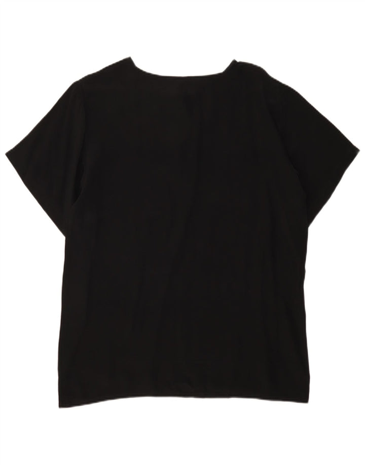 Vintage gornji dio ženske bluze UK 16 velika crna svila