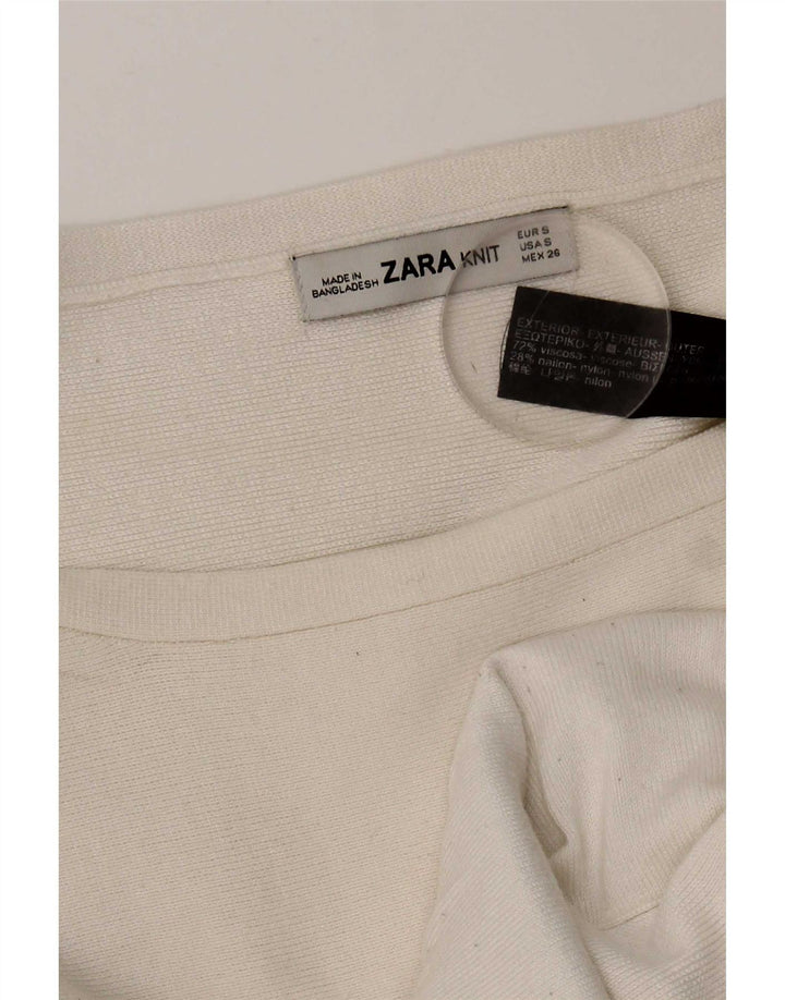 Zara ženska prevelika majica dugih rukava UK 10 Mala bijela viskoza