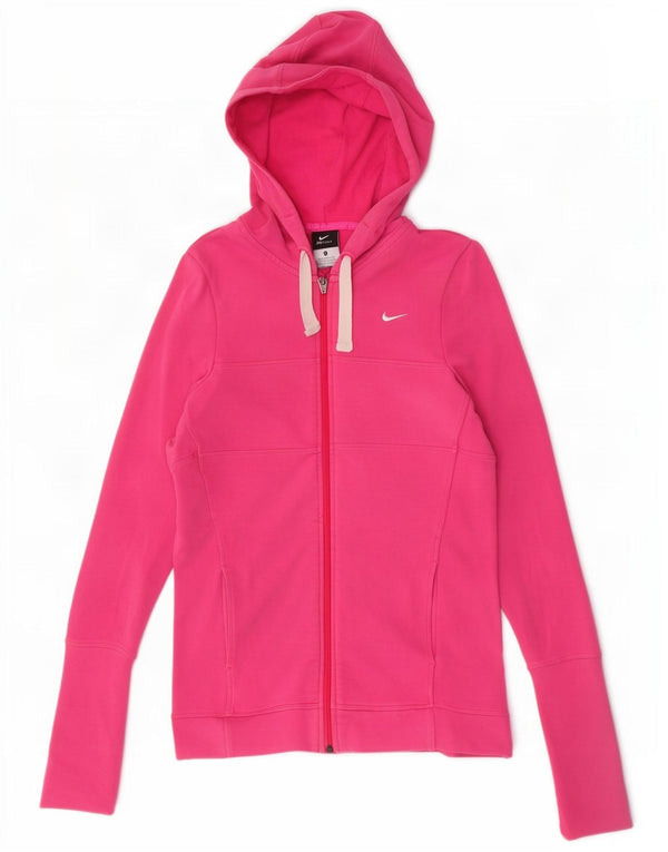 Nike Ženski Dri Fit Zip pulover s kapuljačom UK 8/10 Mali ružičasti pamuk