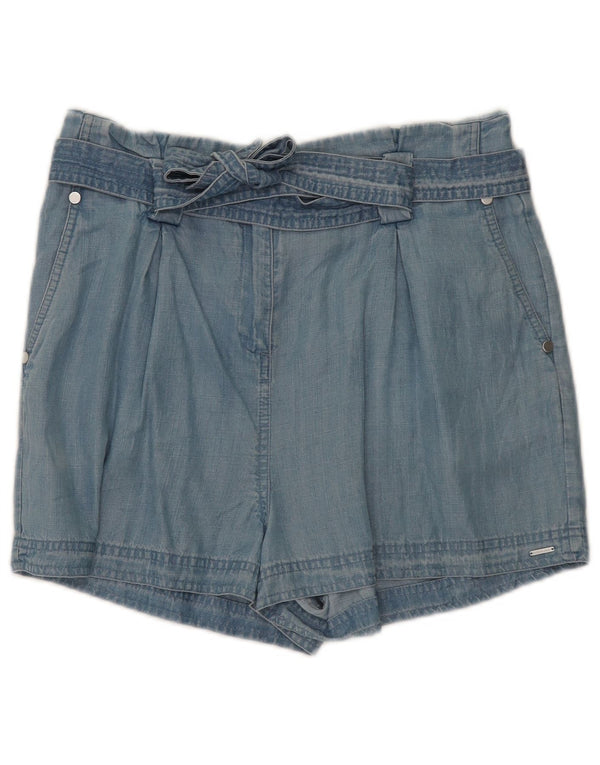 Superdry Womens Chino Shorts UK 10 Small W32  Blue Lyocell