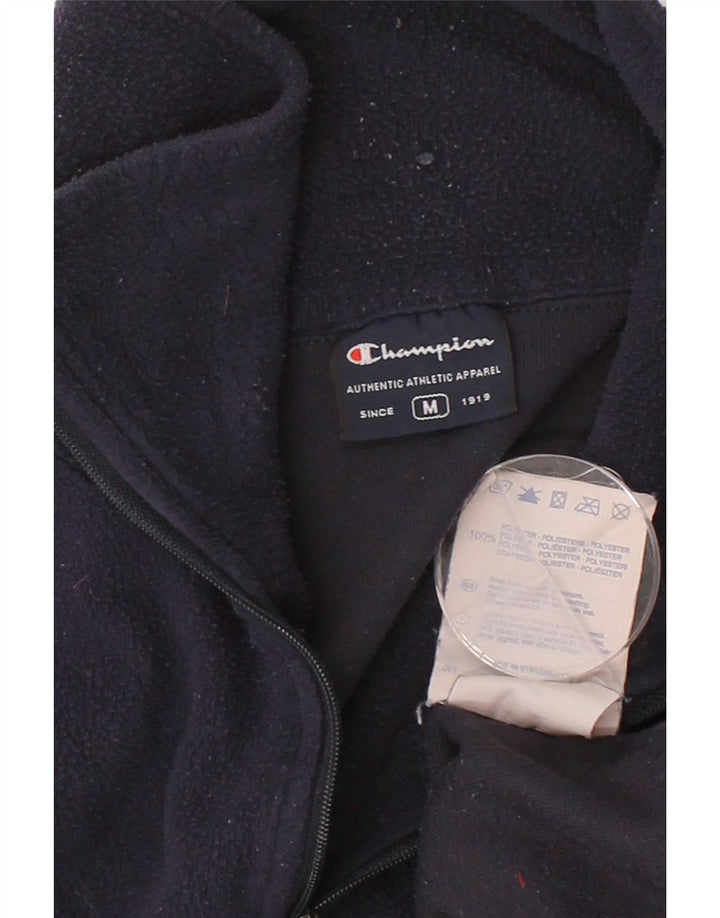 CHAMPION Mens Zip Neck Fleece Jumper Medium Navy Blue Polyester Vintage Champion and Second-Hand Champion from Messina Hembry 