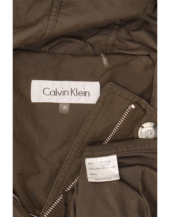 CALVIN KLEIN Womens Hooded Military Jacket UK 18 XL Brown Cotton Vintage Calvin Klein and Second-Hand Calvin Klein from Messina Hembry 