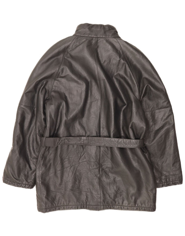 VINTAGE Mens Leather Jacket IT 54 2XL Black Leather