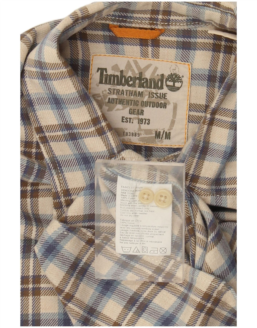 Timberland muška flanelska košulja, srednje bež karirani pamuk