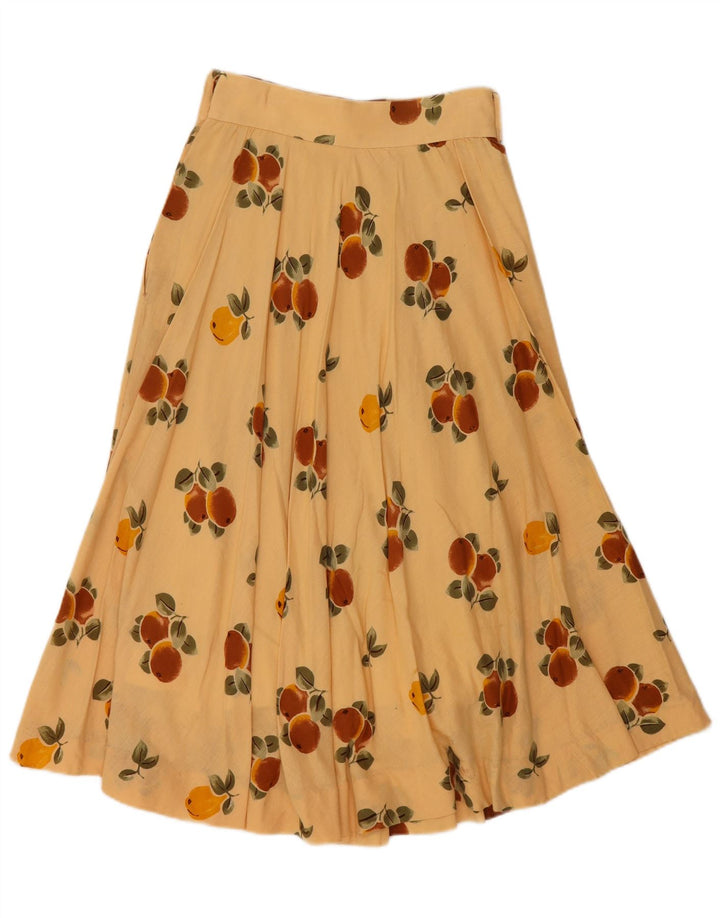 VINTAGE ženska plisirana suknja A-kroja s apstraktnim uzorkom W24 XS bež