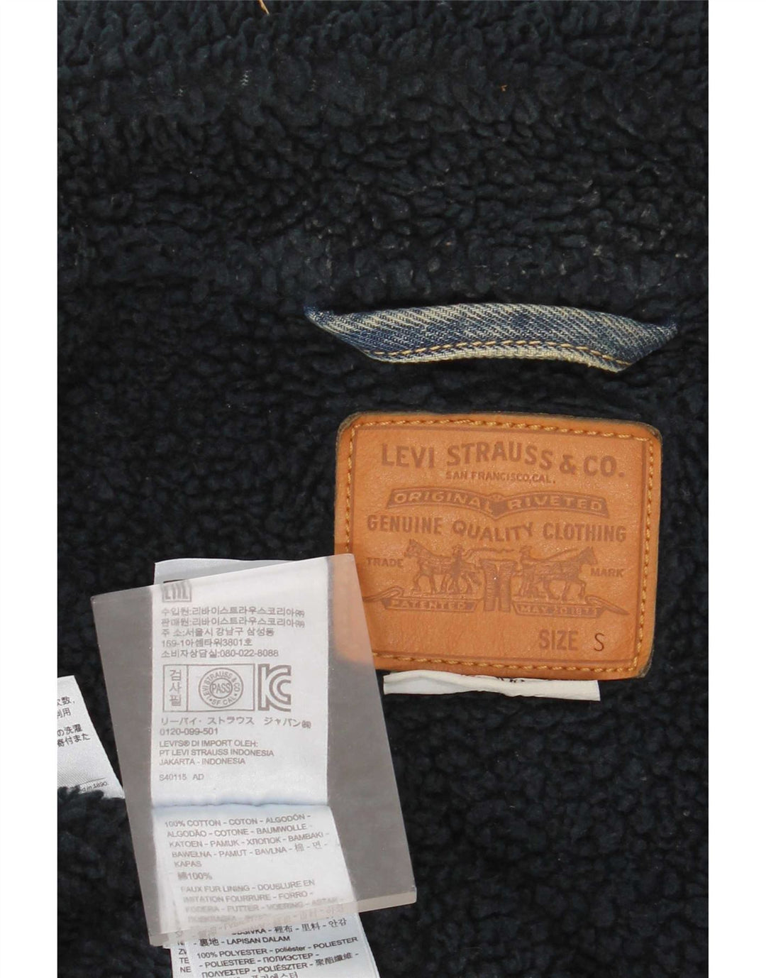 Levi's muška Sherpa traper jakna UK 36 Small Blue Cotton
