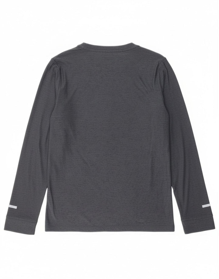 RUSSELL ATHLETIC Boys Top Long Sleeve 10-11 Years Large Grey Polyester