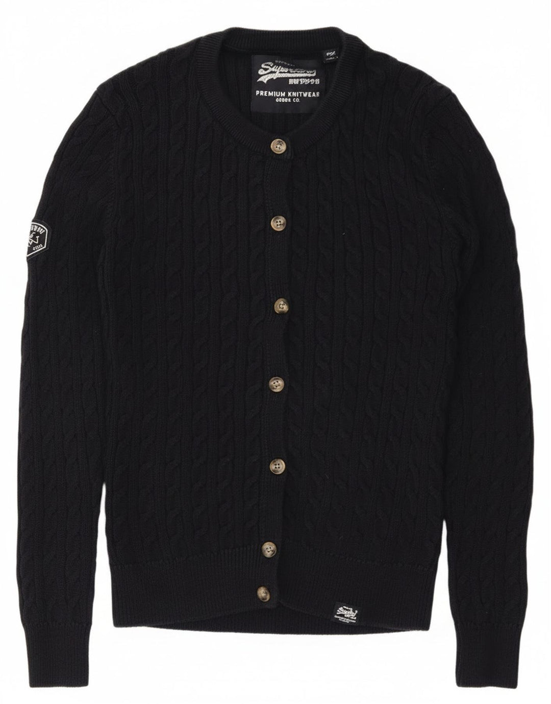 Superdry ženski kardigan džemper s grafičkim motivima UK 8 Mali tamnoplavi pamuk