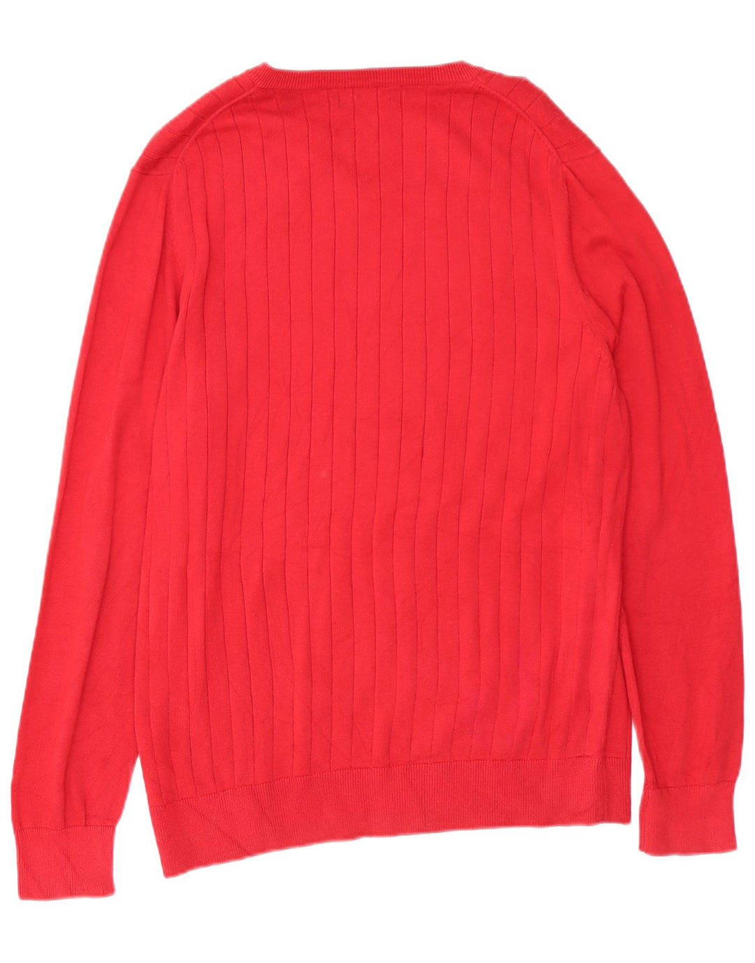 NAUTICA Mens V-Neck Jumper Sweater Large Red Cotton