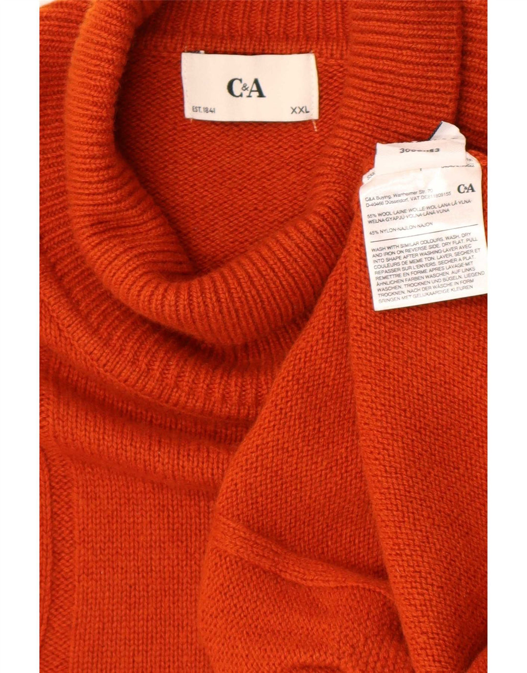 C&A muški pulover s rol izrezom 2XL narančasta vunena