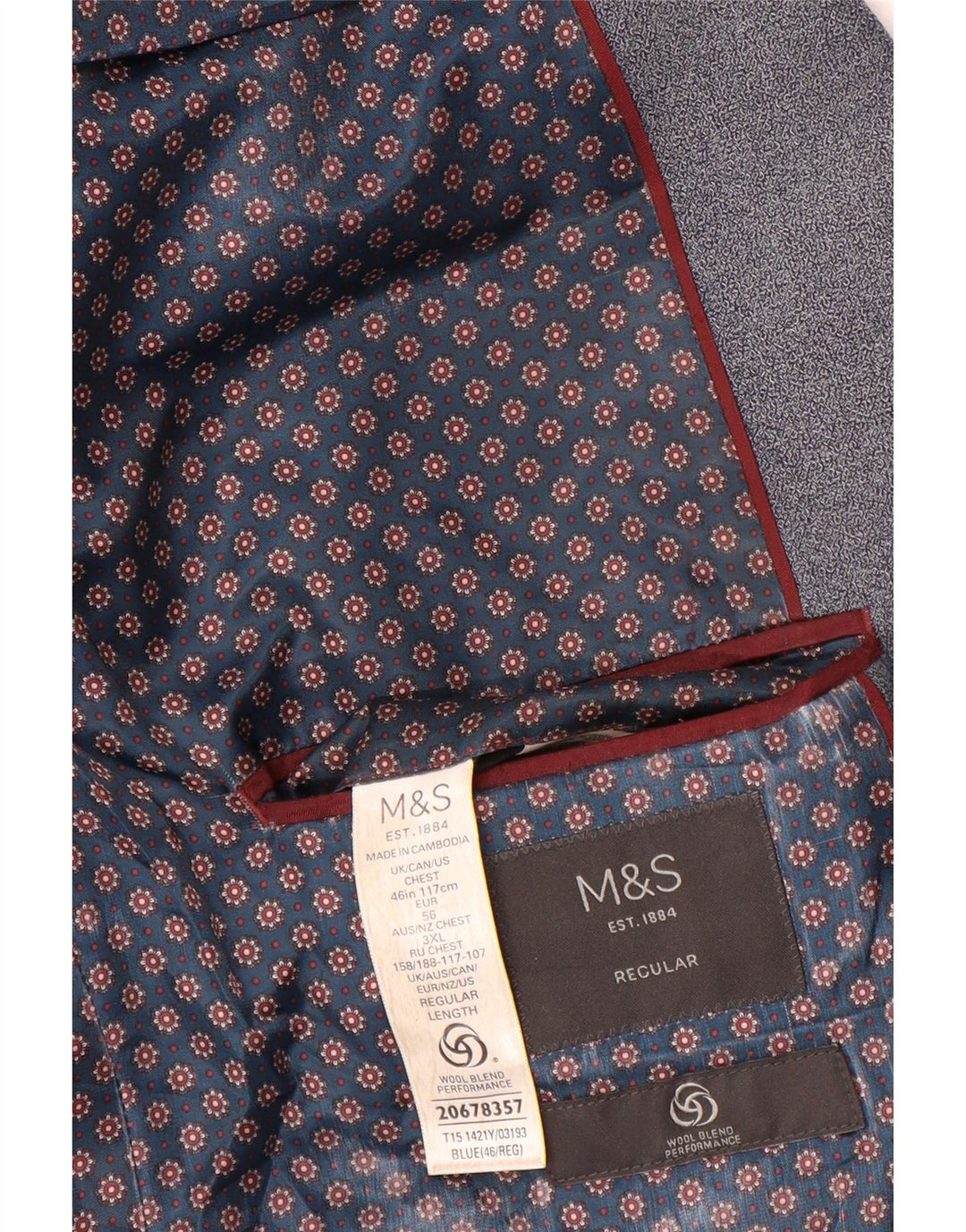 Marks & Spencer muška sako sa 2 gumba Regular Fit UK 46 XL tamnoplava