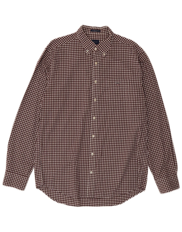 Gant muška košulja veličina 41/42 16 1/2 velika tamnocrvena gingham pamuk