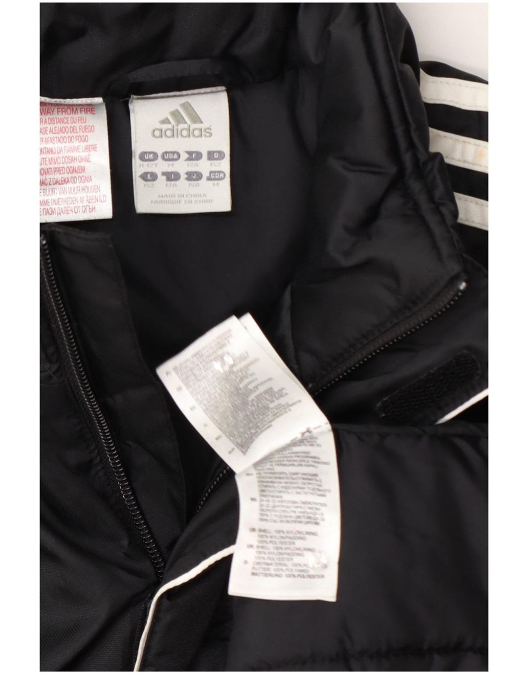 Podstavljena jakna Adidas za dječake 11-12 godina, crni najlon