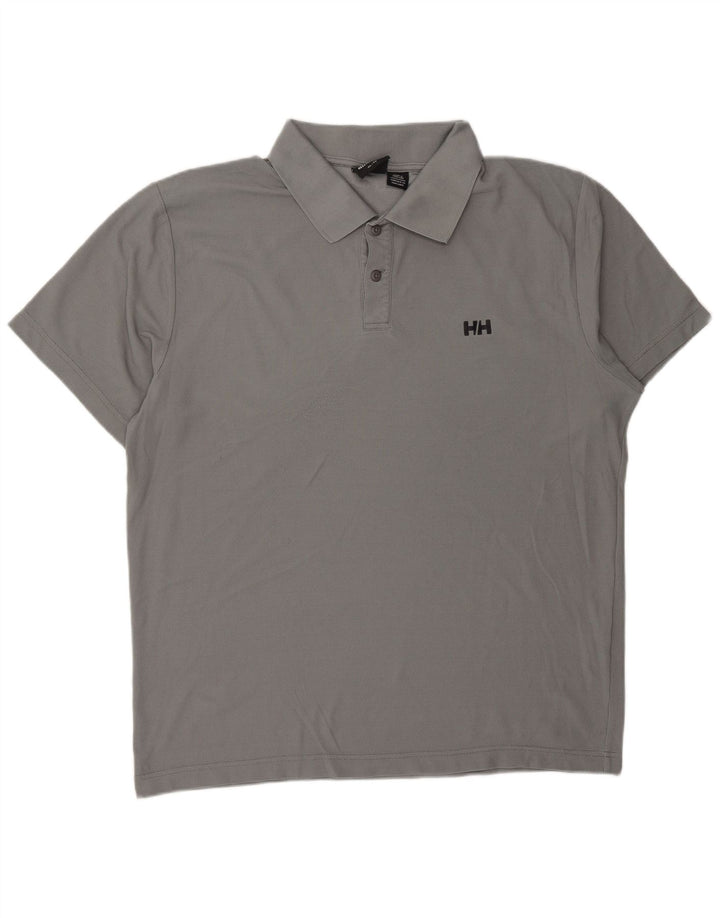 HELLY HANSEN Mens Polo Shirt XL Grey Polyester