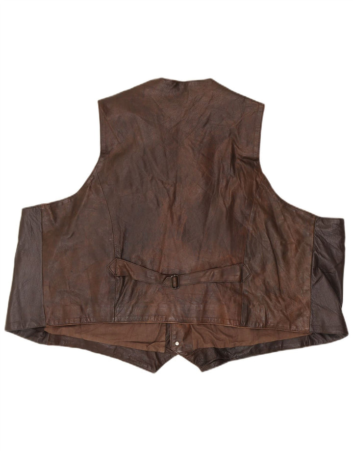 Vintage muški kožni prsluk EU 62 6XL smeđi