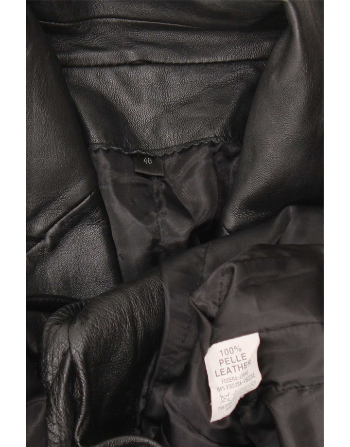 Vintage ženski kožni kaput IT 48 XL crni