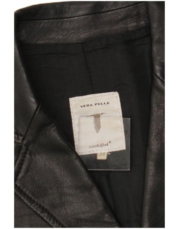 CONBIPEL Mens 3 Button Leather Blazer Jacket IT 54 XL Black Leather