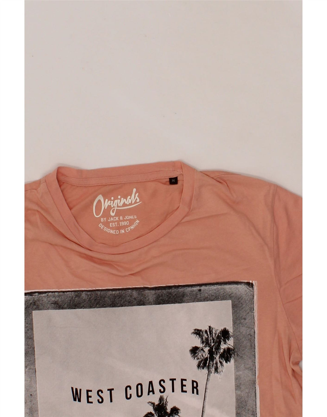 JACK & JONES Mens Graphic T-Shirt Top Medium Pink Cotton Vintage Jack & Jones and Second-Hand Jack & Jones from Messina Hembry 