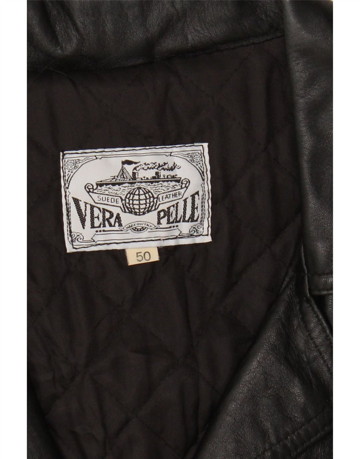 Vintage ženska kožna jakna sa 3 gumba IT 50 XL crna koža