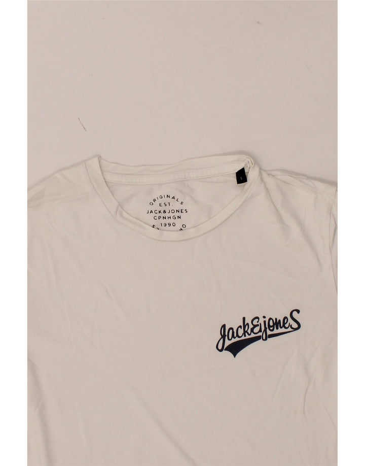 JACK & JONES Mens T-Shirt Top Small White Cotton Vintage Jack & Jones and Second-Hand Jack & Jones from Messina Hembry 