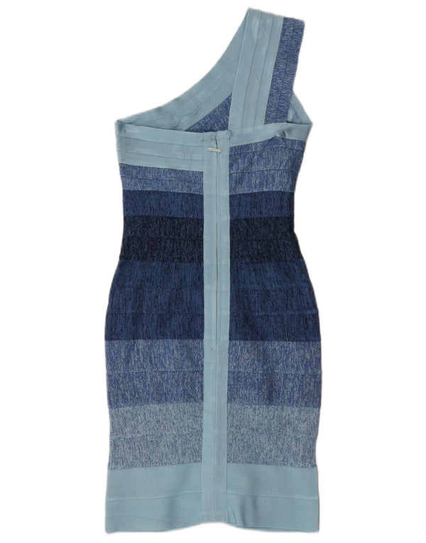 Herve Leger ženska haljina uz jedno rame UK 4 XS od plave svile