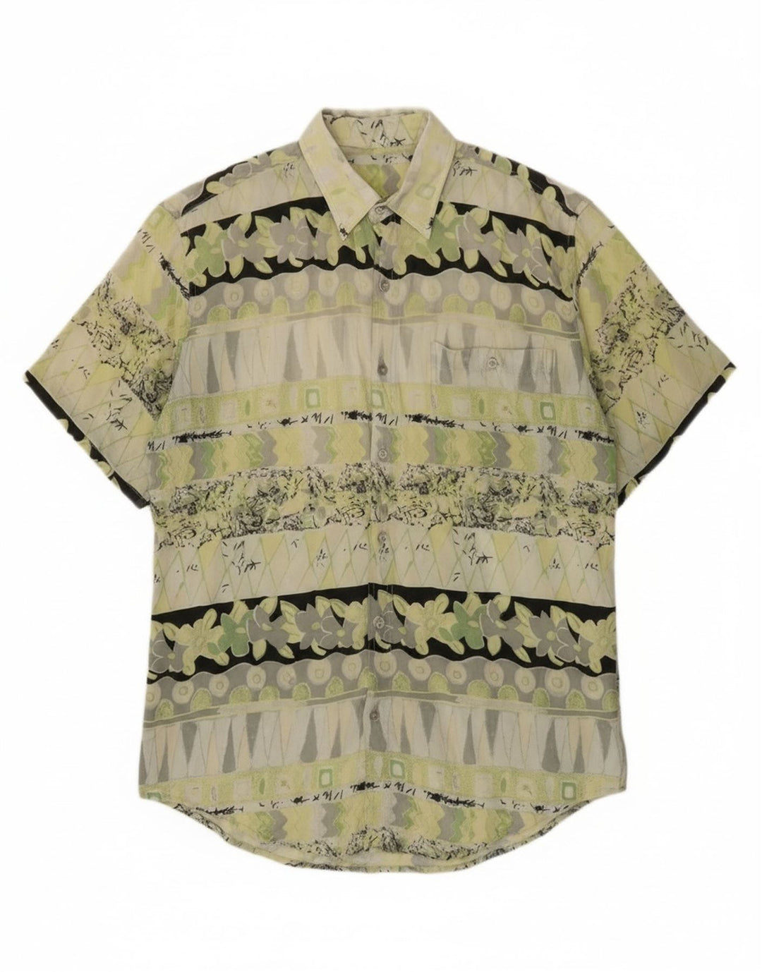 Vintage muška košulja kratkih rukava srednje zelena geometrijska