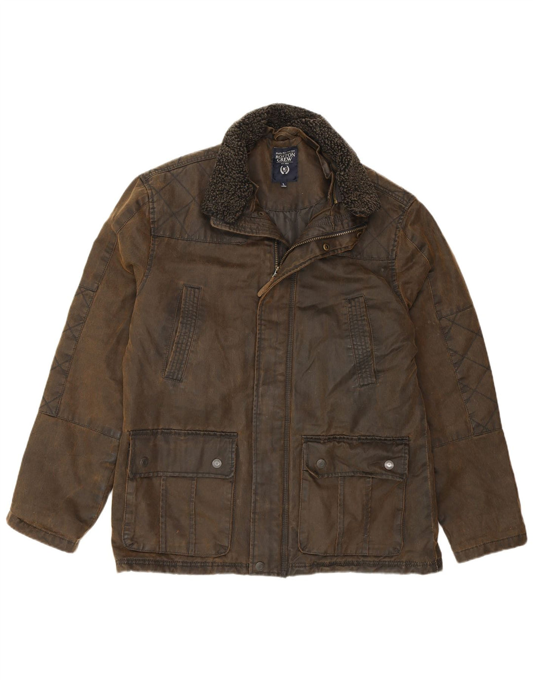 BOSTON CREW Muška jakna od voštanog pamuka UK 40 Large kaki pamuk